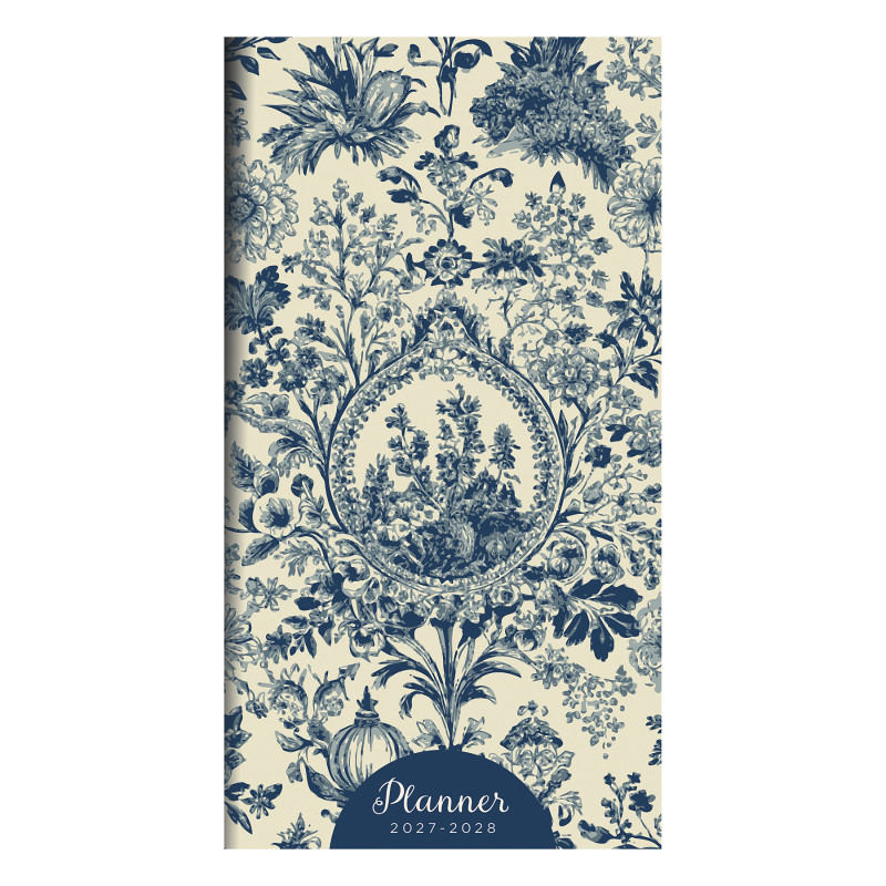 2027-2028 Blue Toile Small Monthly Pocket Planner