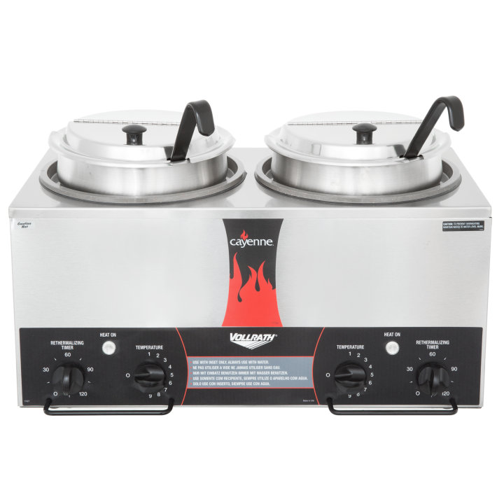 Twin-well 7-quart 120-volt Cayenne® model TW-27R rethermalizer with accessory package