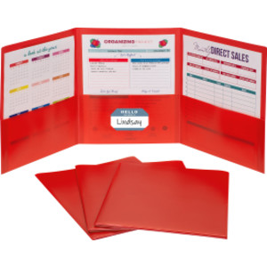 3-Pocket Poly Portfolio, Red, Box of 24