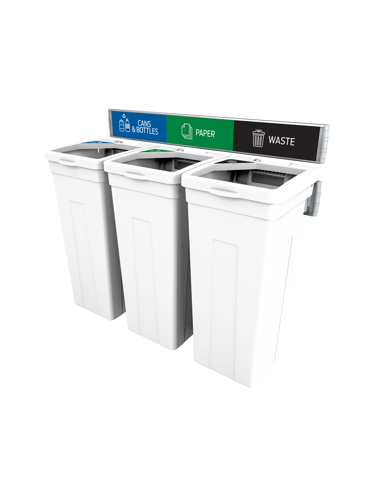 RISE – Triple – Kit – Cans & Bottles-Paper-Waste – Full-Full-Full – White-White-White