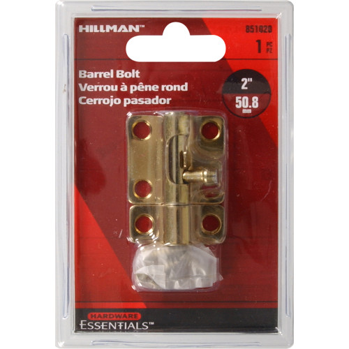 Hardware Essentials Barrel Bolt Zinc and Yellow Dichromate (2")