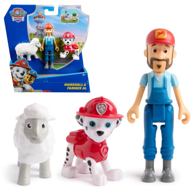 PAW Patrol Marshall & Farmer Al Figure Pack with Sheep Toy Figure, Kids Toys for Boys and Girls Ages 3 and Up