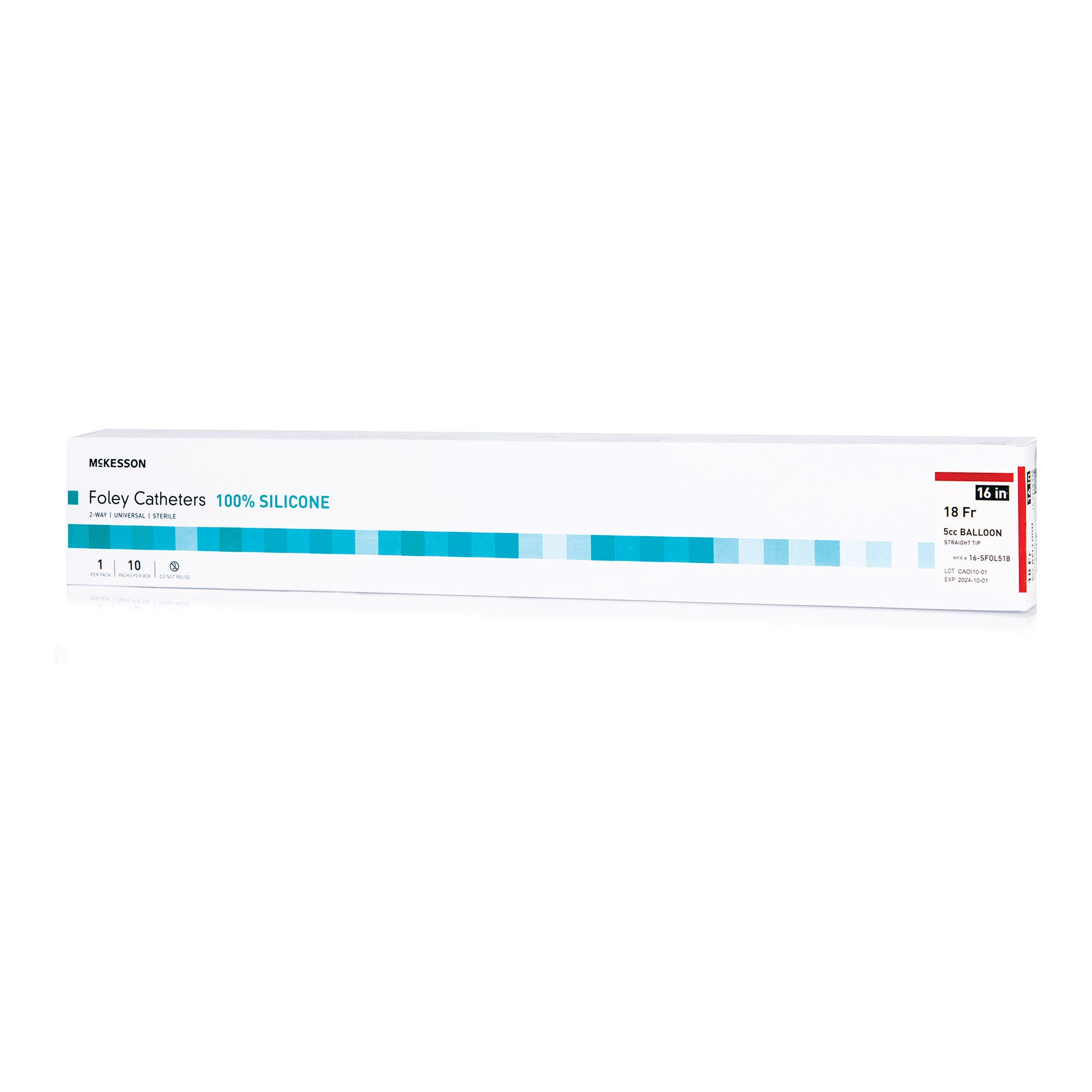 McKesson Silicone Foley Catheter, Straight Tip, 5cc, 18 Fr.