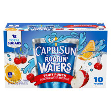 Capri Sun Roarin' Waters Fruit Punch Wave Naturally Flavored Water Beverage, 10 ct Box, 6 fl oz Drink Pouches