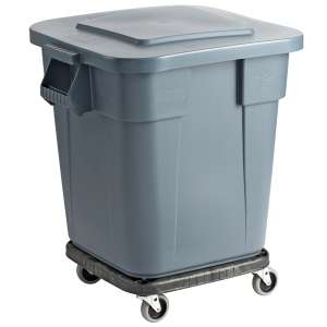Rubbermaid Commercial, BRUTE, 28 gal, Resin, Gray, Square, Receptacle