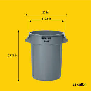 Rubbermaid Commercial, VENTED BRUTE, High Visibility, 32 gal, Resin, Orange, Round, Receptacle