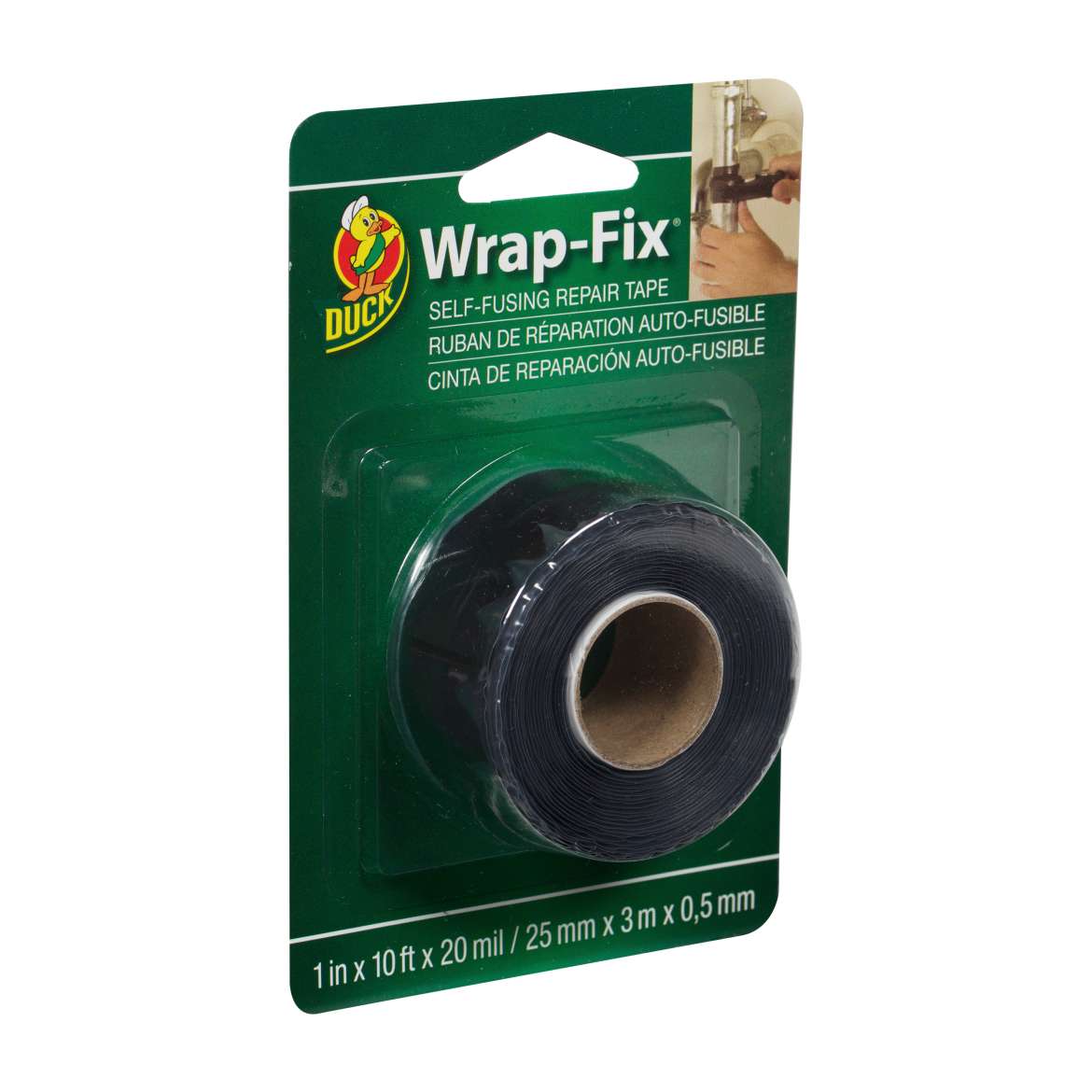 Duck® Brand Wrap-Fix® Self-Fusing Repair Tape - Black, 1 in. x 10 ft. Image