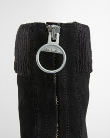 Imelda Zip-Front Ankle Boots Black Suede