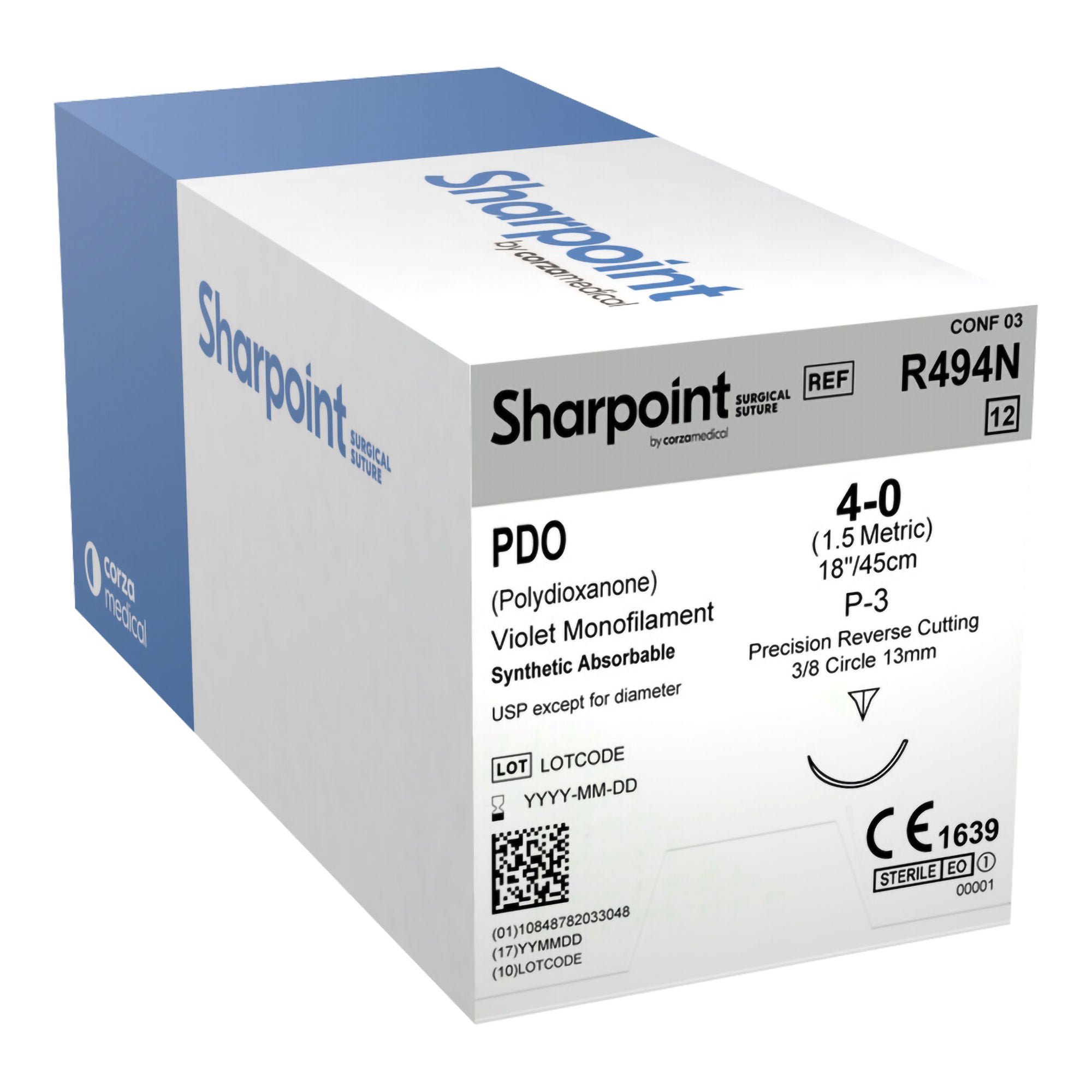 Surgical Specialties SUTURE, MONOFILAMENT PDO 4-0 VIO P-3 1"X18" (12/BX)