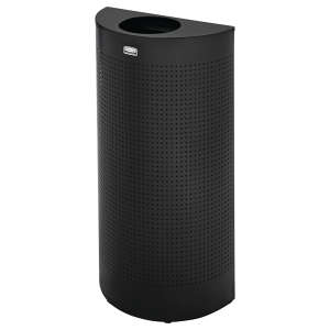 Rubbermaid Commercial, Open Top, 12 gal, Perforated, Black, Half Round, Receptacle