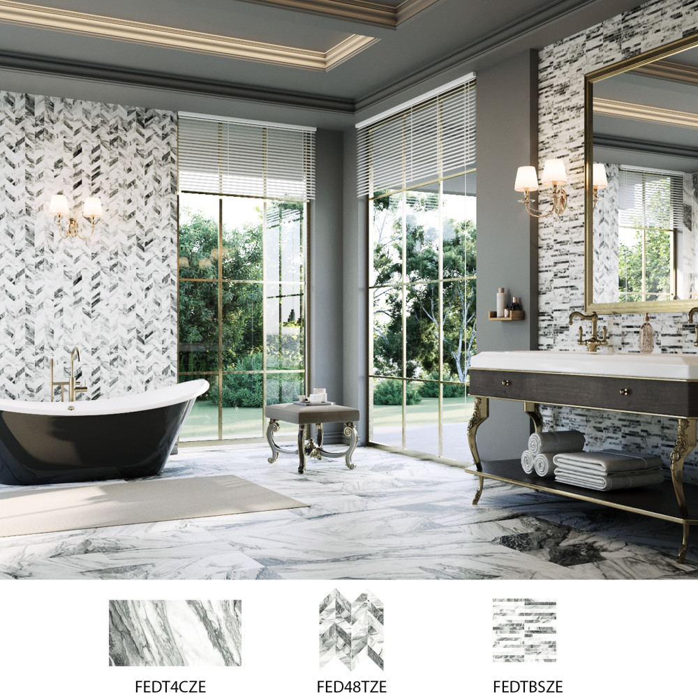 Touche Chevron Zebre 11-3/4 in. x 12-1/4 in. Porcelain Mosaic Tile