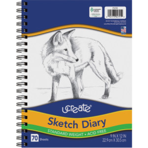 Sketch Diary, Standard Weight, 12" x 9", 70 Sheets