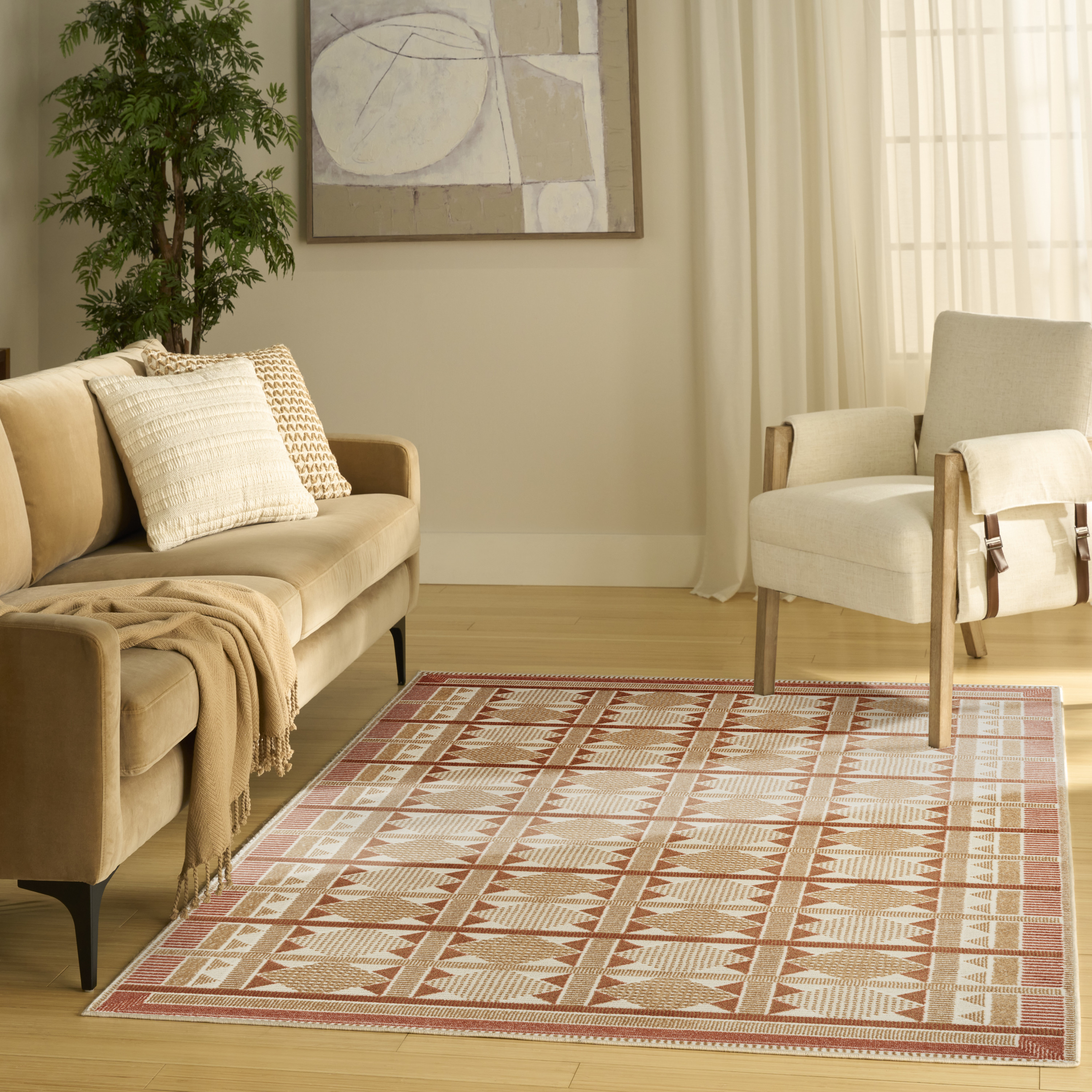 Nourison Nordic 4' x 6' Rust Modern Indoor Rug