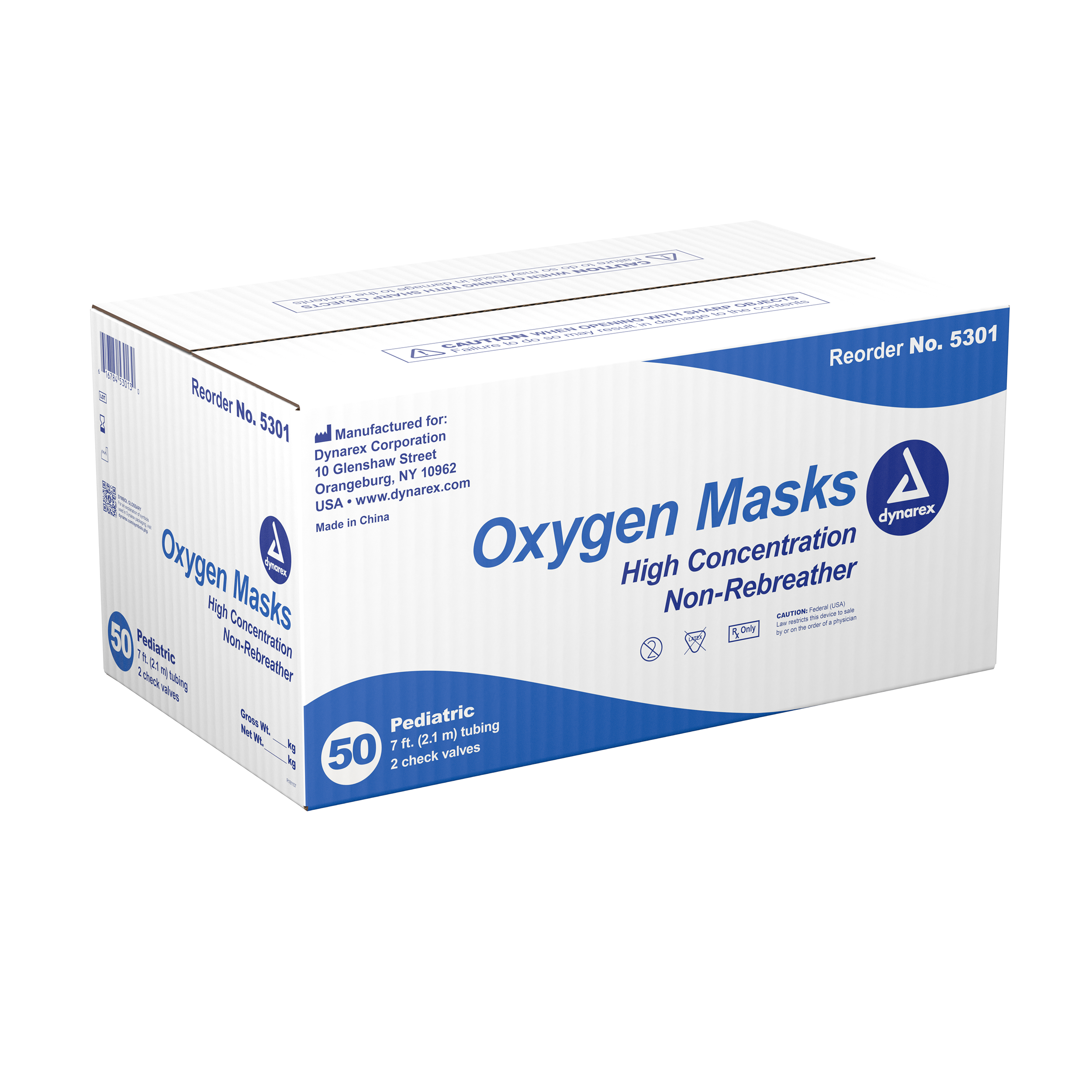 Oxygen Non- Rebreather Elongated Mask - Pediatric-High Concentration - 50/Cs