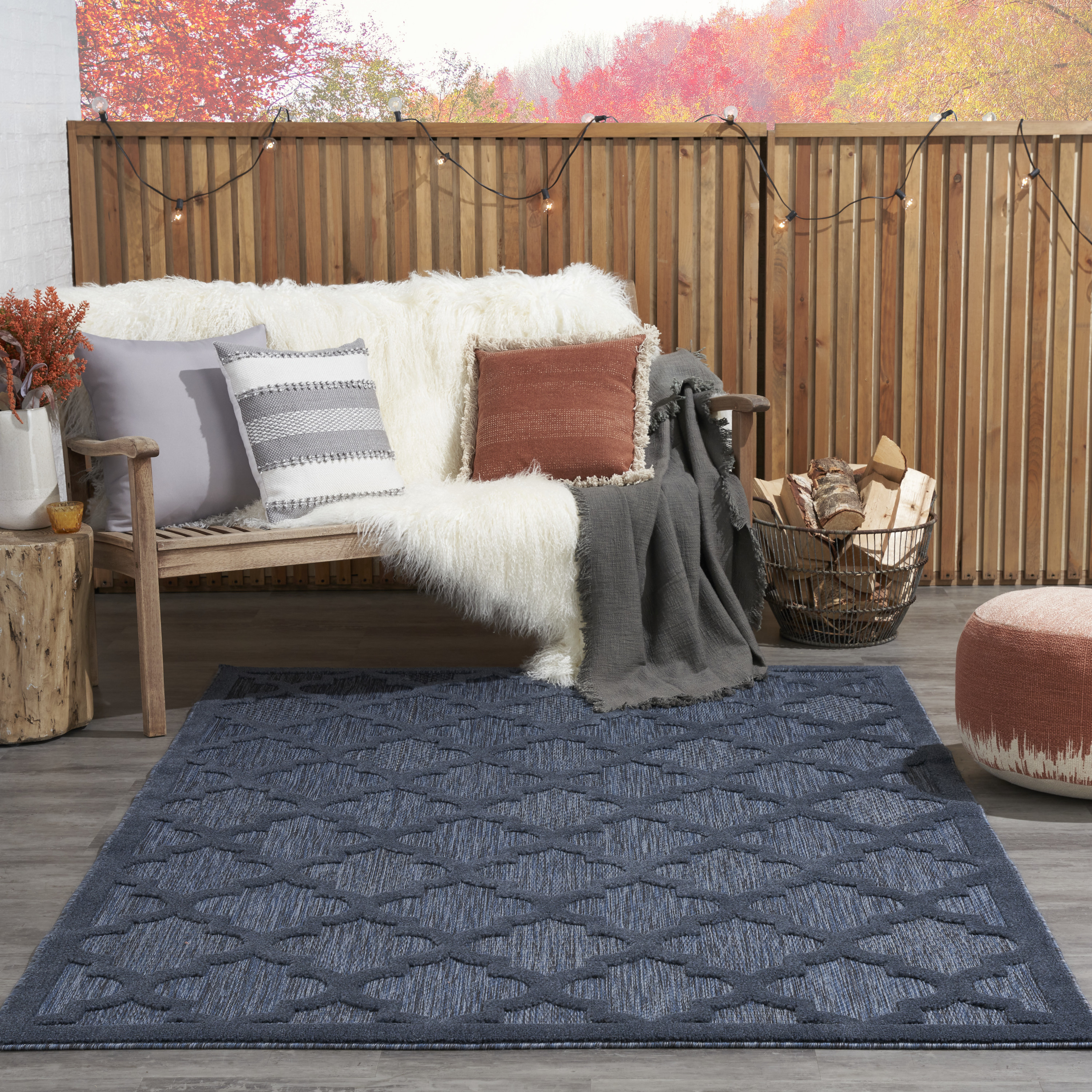 Nourison Easy Care 6' x 9' Navy Blue Modern Rug