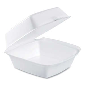 Dart, Foam Hinged Lid Containers, 6" x 5.78" x 3", White