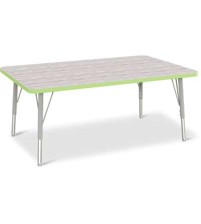 Berries® Rectangle Activity Table - 30" X 48", E-height - Driftwood Gray/Key Lime/Gray