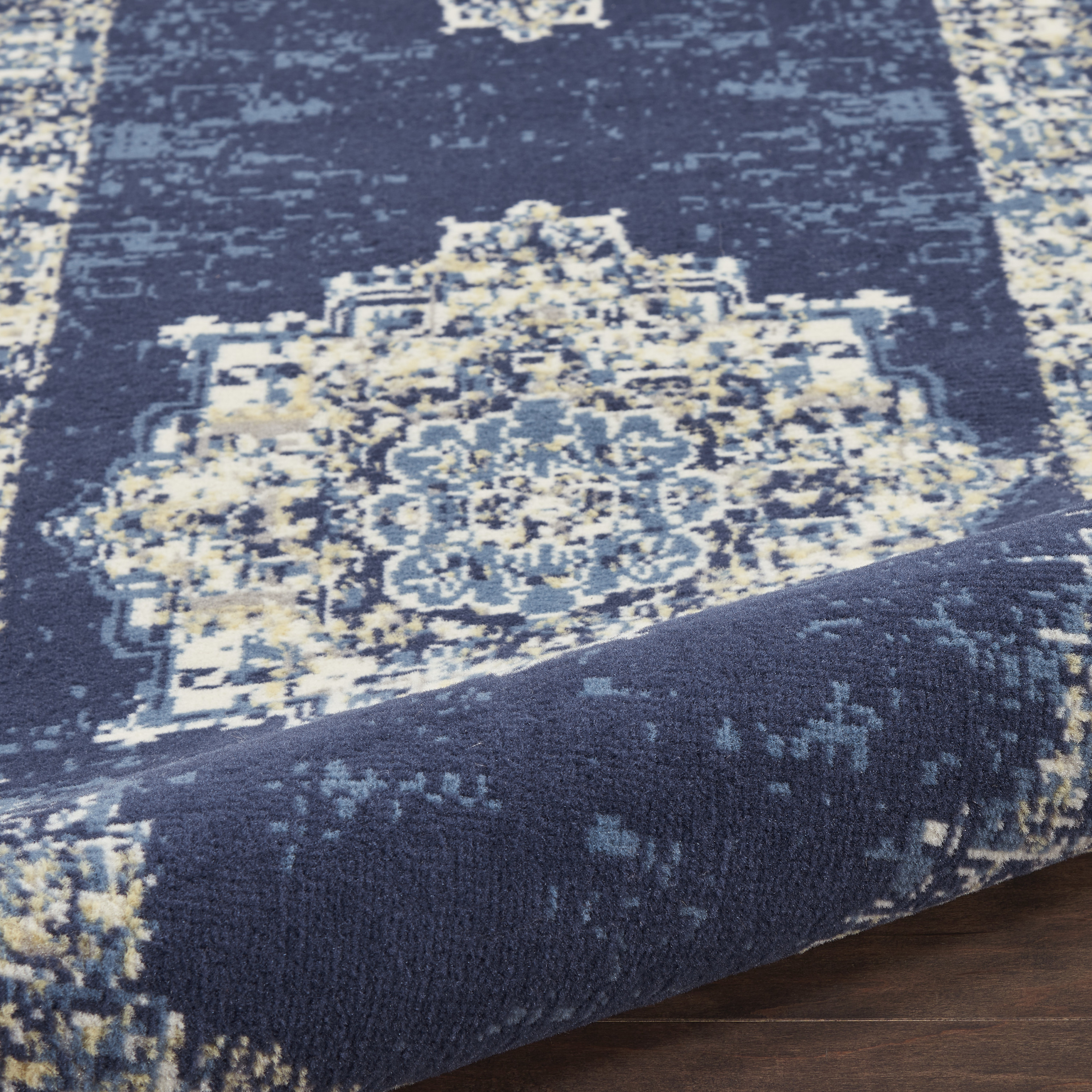 Nourison Grafix 2'3" x 12' Navy Blue Vintage Indoor Rug