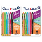 Paper Mate&reg; Flair, Scented Felt Tip Pens, Assorted Sunday Brunch Scents & Colors, 0.7mm, 6 Per Pack, 2 Packs SAN2125407-2