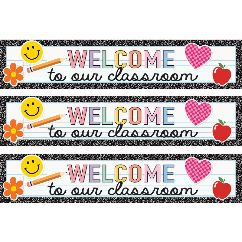 Cool for School Welcome to Our Classroom Banner, 8" x 39", Pack of 3