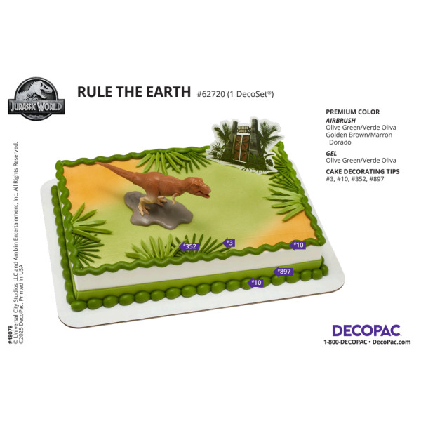 Jurassic World Rule the Earth Cake Decorating Instruction Card