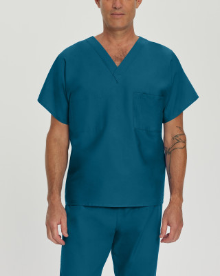 Landau Essentials Unisex Reversible 1-Pocket V-Neck Scrub Top-Landau