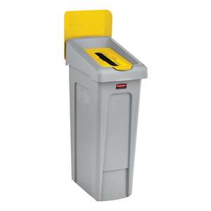 Rubbermaid Commercial, Slim Jim, Paper Slot Insert, Rectangle, Resin, Yellow, Receptacle Lid