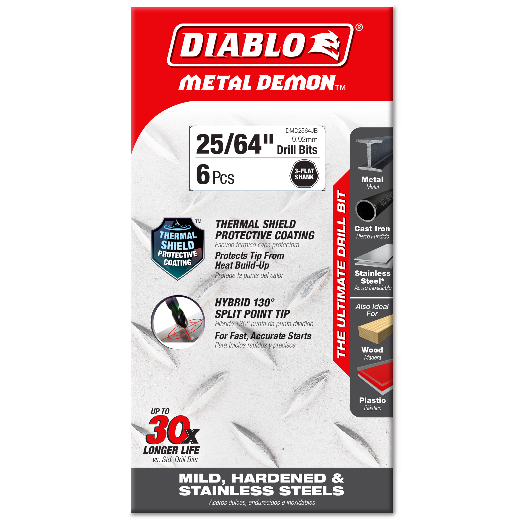Diablo 25/64 in. Metal Demon Drill Bit for Mild, Hardened and Stainless Steels in its retail packaging, ready for the job box or tool bag