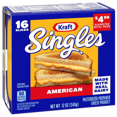 Kraft Singles American Cheese Slices, 16 ct Pack PP