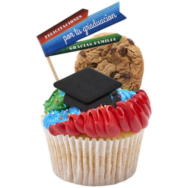 Black Grad Hat Cupcake Rings