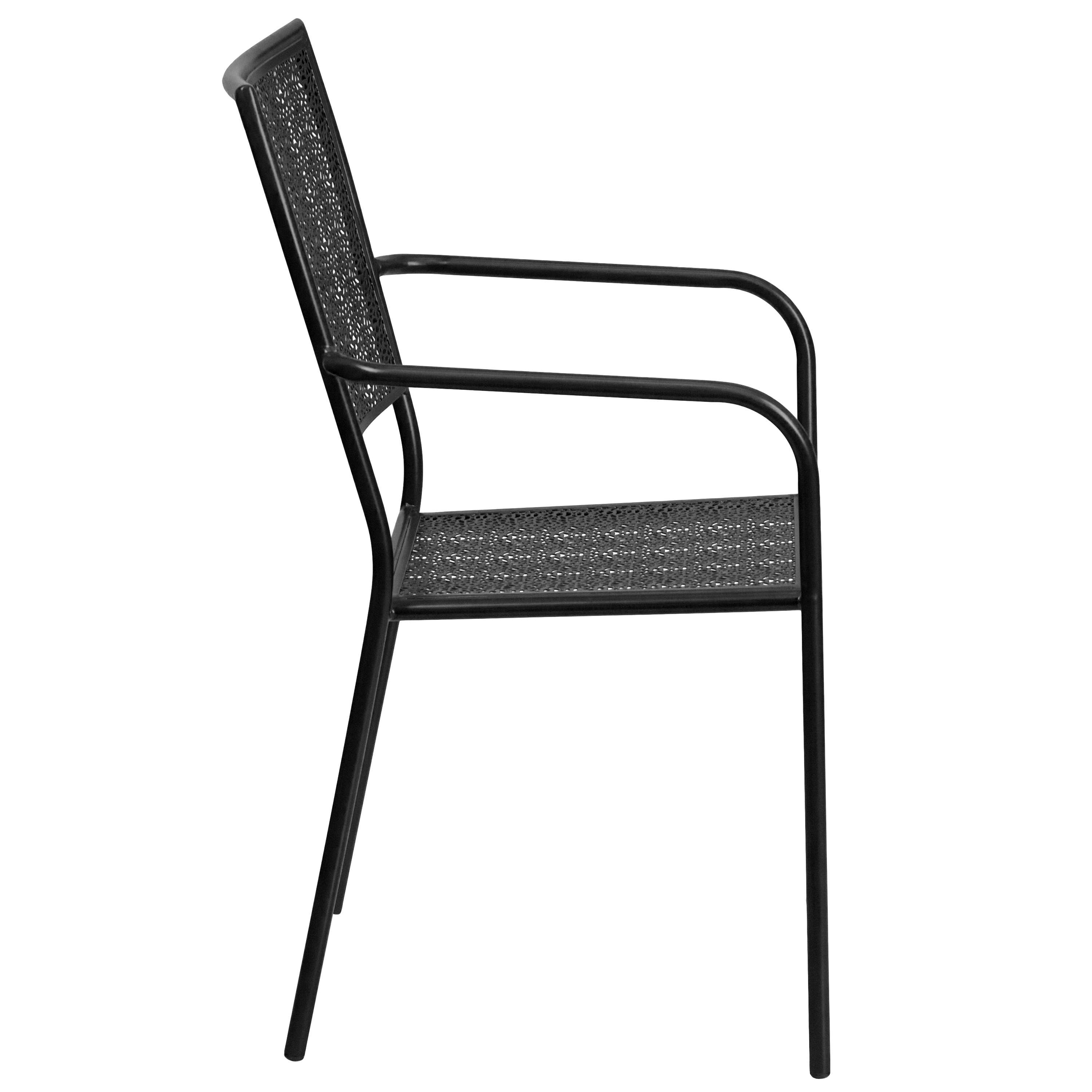 Commercial Grade Sky Blue Indoor-Outdoor Steel Patio Arm Chair with Square Back - Picture 47 of 61