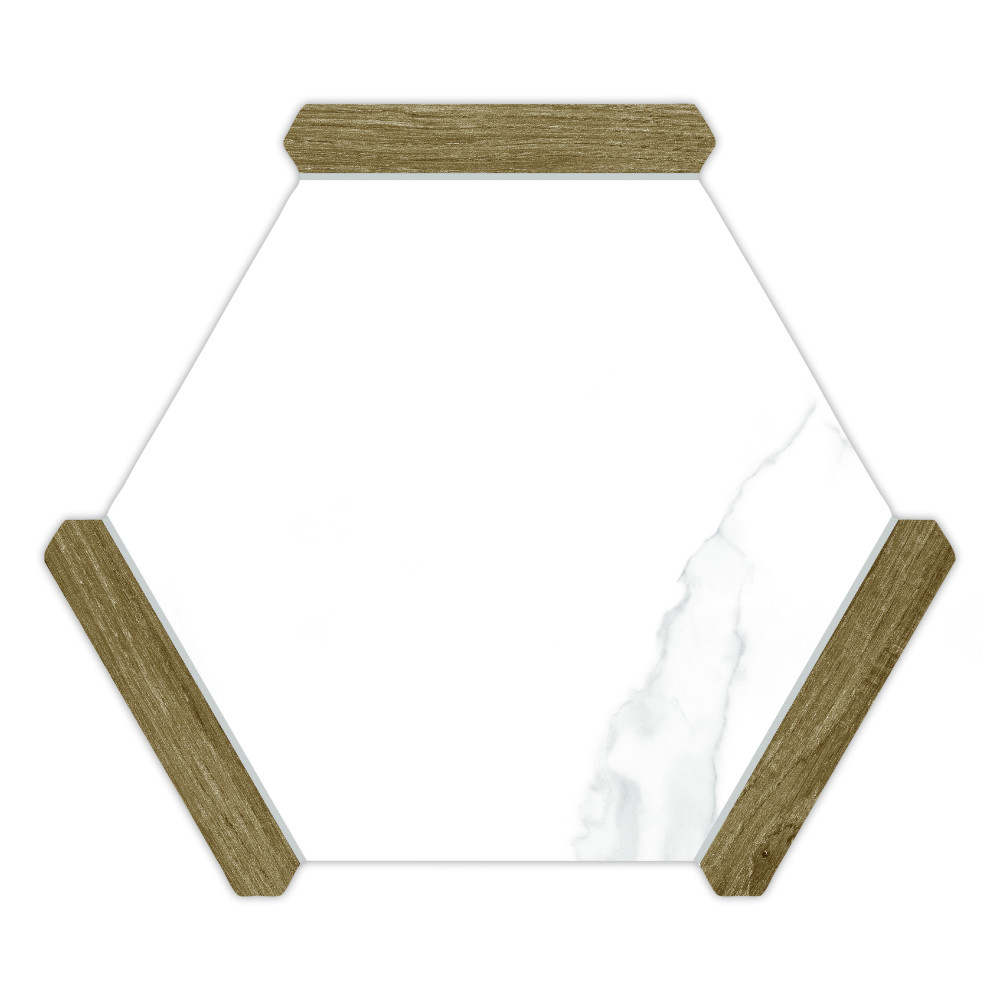 Marwood Panal Calacatta with Oak Picket 8-5/8 in. x 9-7/8 in. Porcelain Floor and Wall Tile