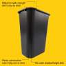 RUB2957BK, Rubbermaid Commercial,  Rectangular Wastebasket, 10.25 gal, Plastic, Black