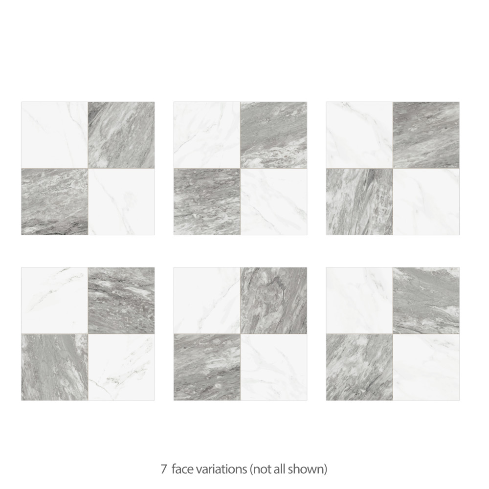 Marbilia Chess Bardiglio 17-3/8 in. x 17-3/8 in. Porcelain Floor and Wall Tile