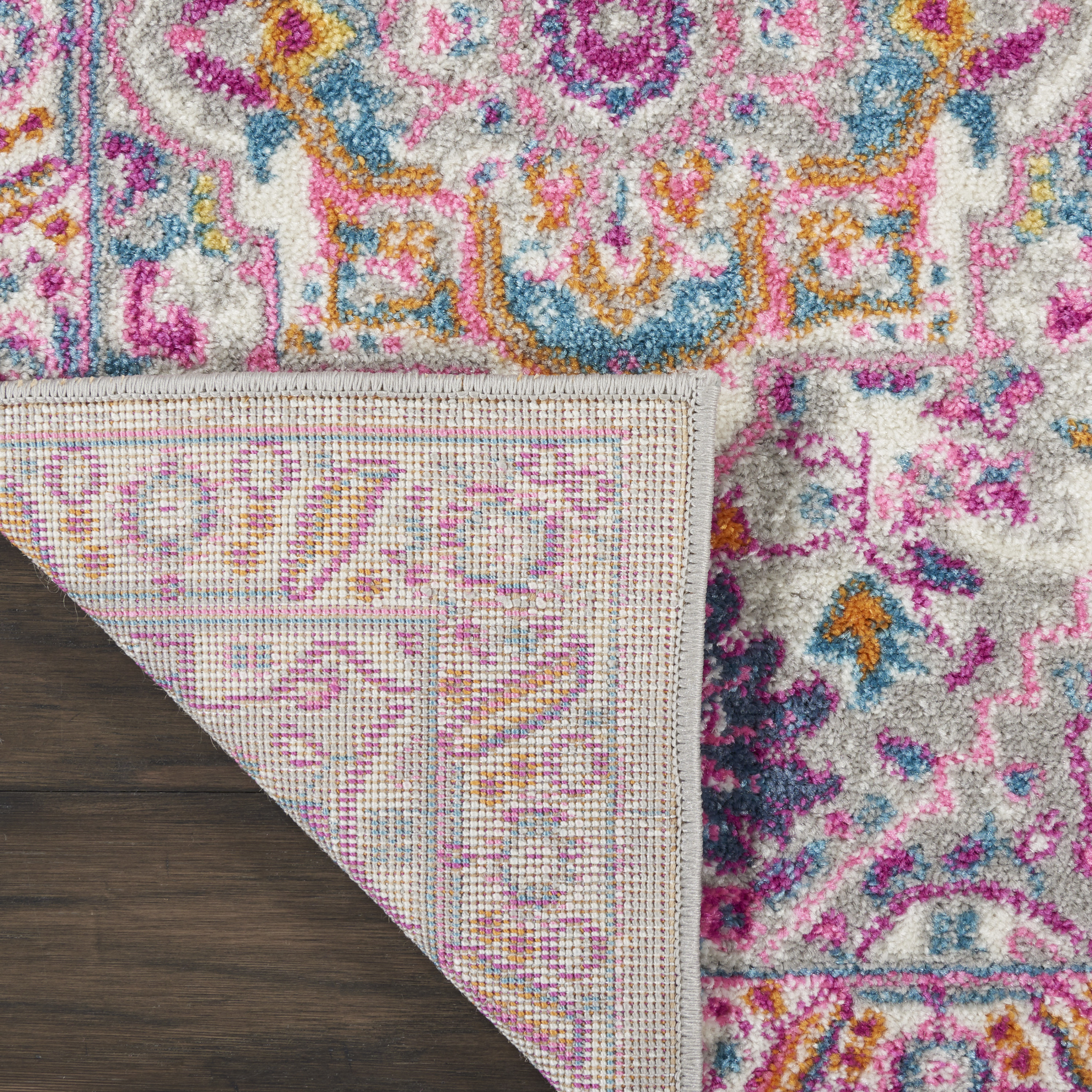 Nourison Passion 1'10" x 2'10" Light Grey Pink Bohemian Indoor Rug