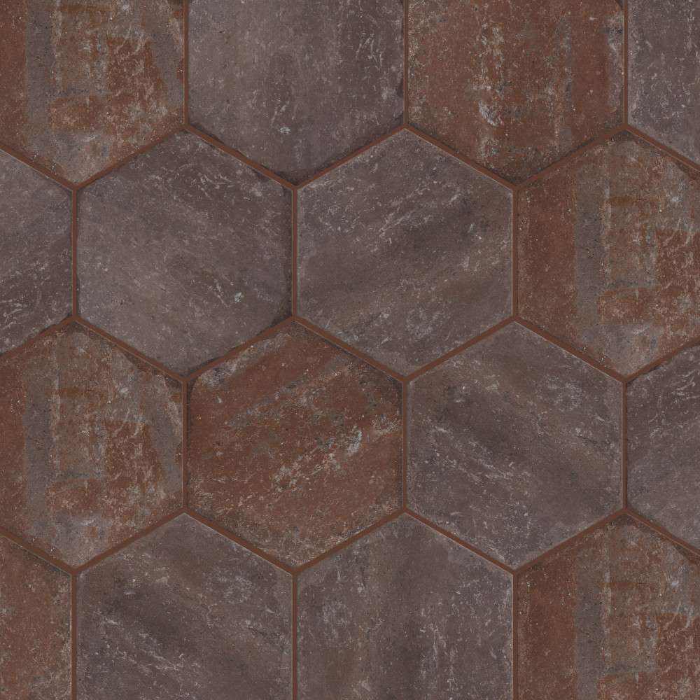 Brickyard Hex Red 8.5x9.88 Hexagon Porcelain Floor and Wall Digital Pattern