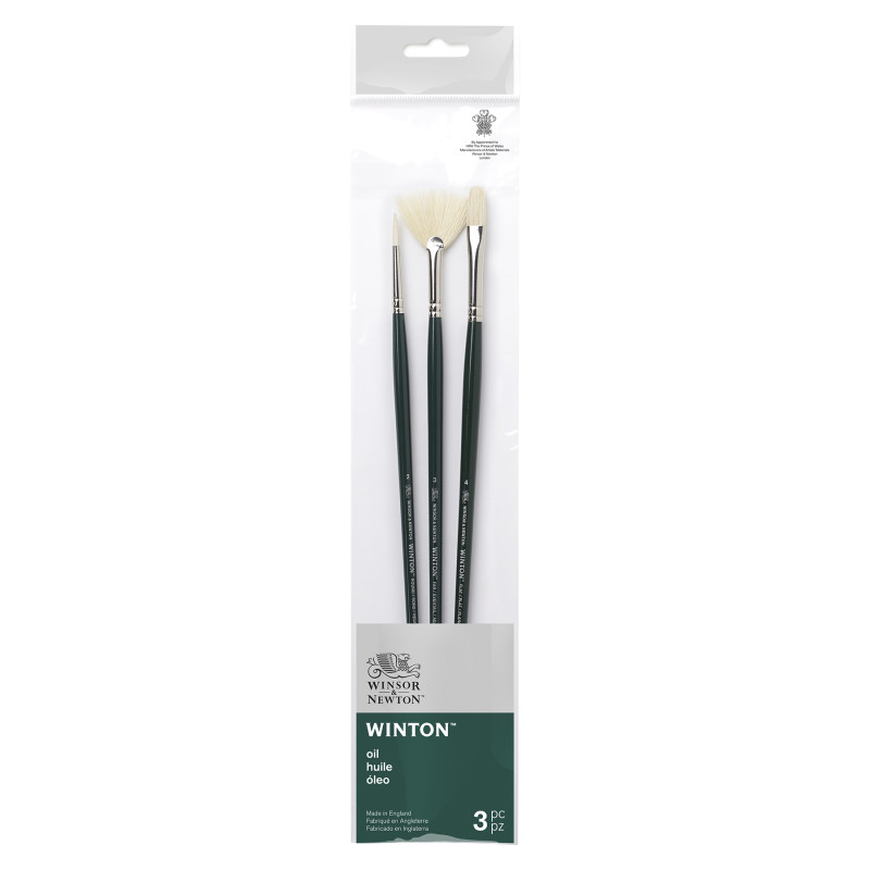 Winton Oil Brushes, Long Handle, Pack #3, Set of 3