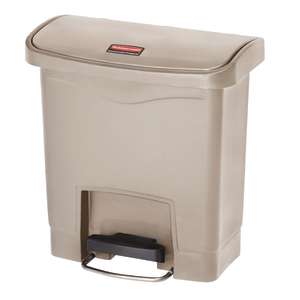 Rubbermaid Commercial, Streamline®, Step-On, 4 gal, Resin, Beige, Rectangle, Receptacle