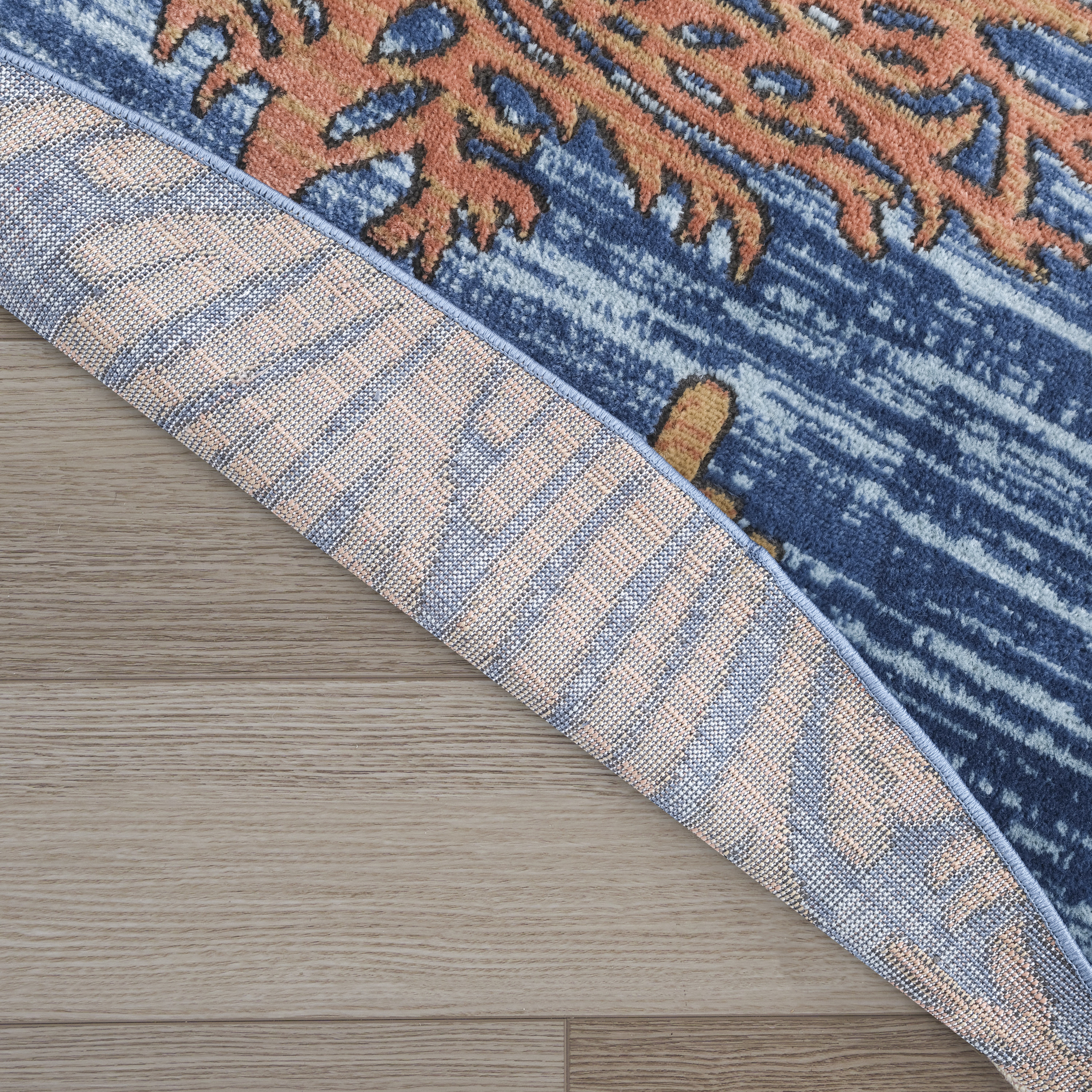 Nourison Seaside 5'3" x Round Blue Multicolor Coastal, Nautical & Beach Indoor Rug