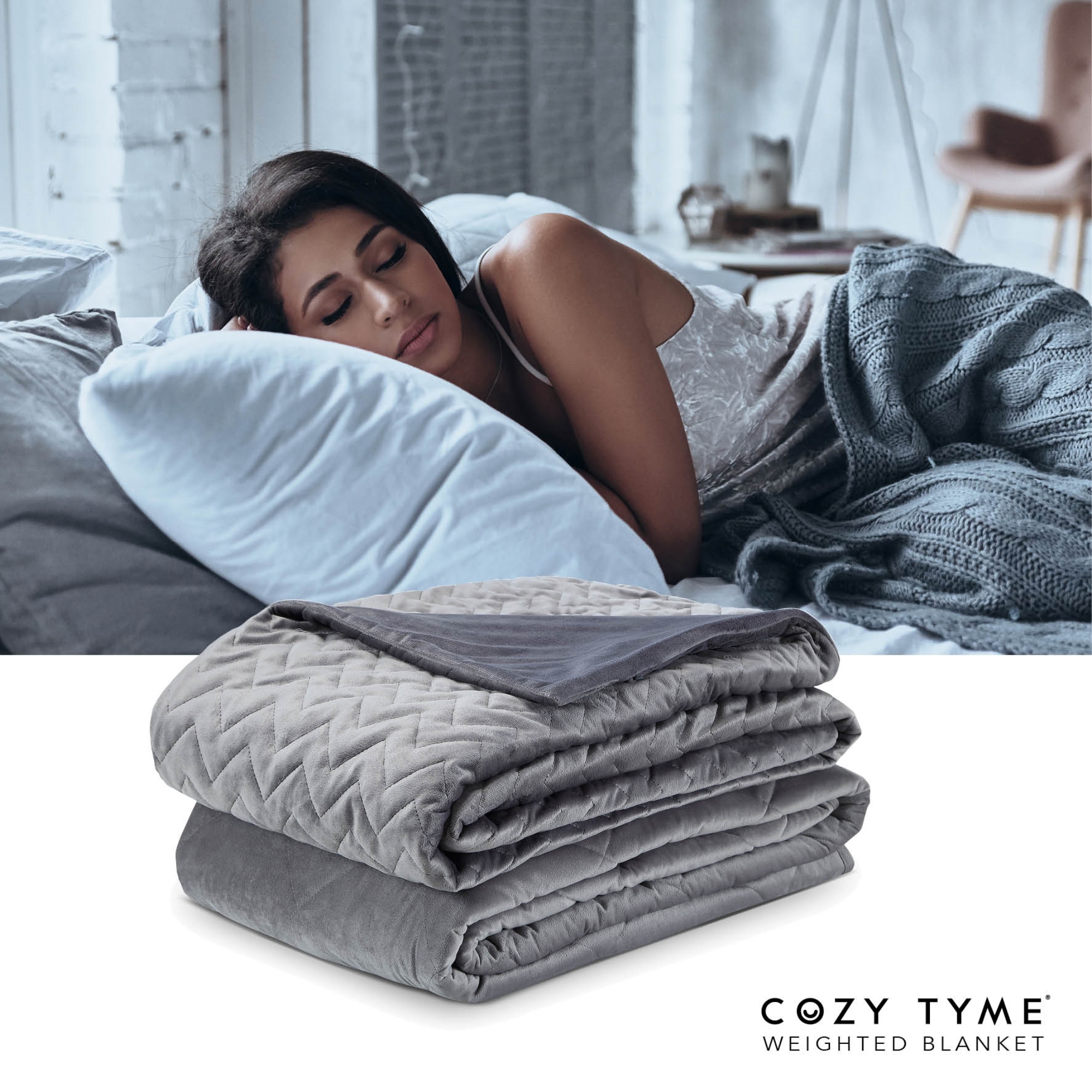 Cozy Tyme Grey Duvet: 100% Polyester, Blanket: 100% Cotton Throws 25 Pound Calm Sleeping
