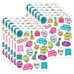 Teacher Created Resources&reg; Confetti Happy Birthday Stickers, 120 Per Pack, 12 Packs TCR8585-12