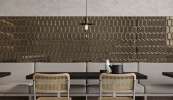 Obsidian Antique Bronze Beveled Hexagon Mosaic