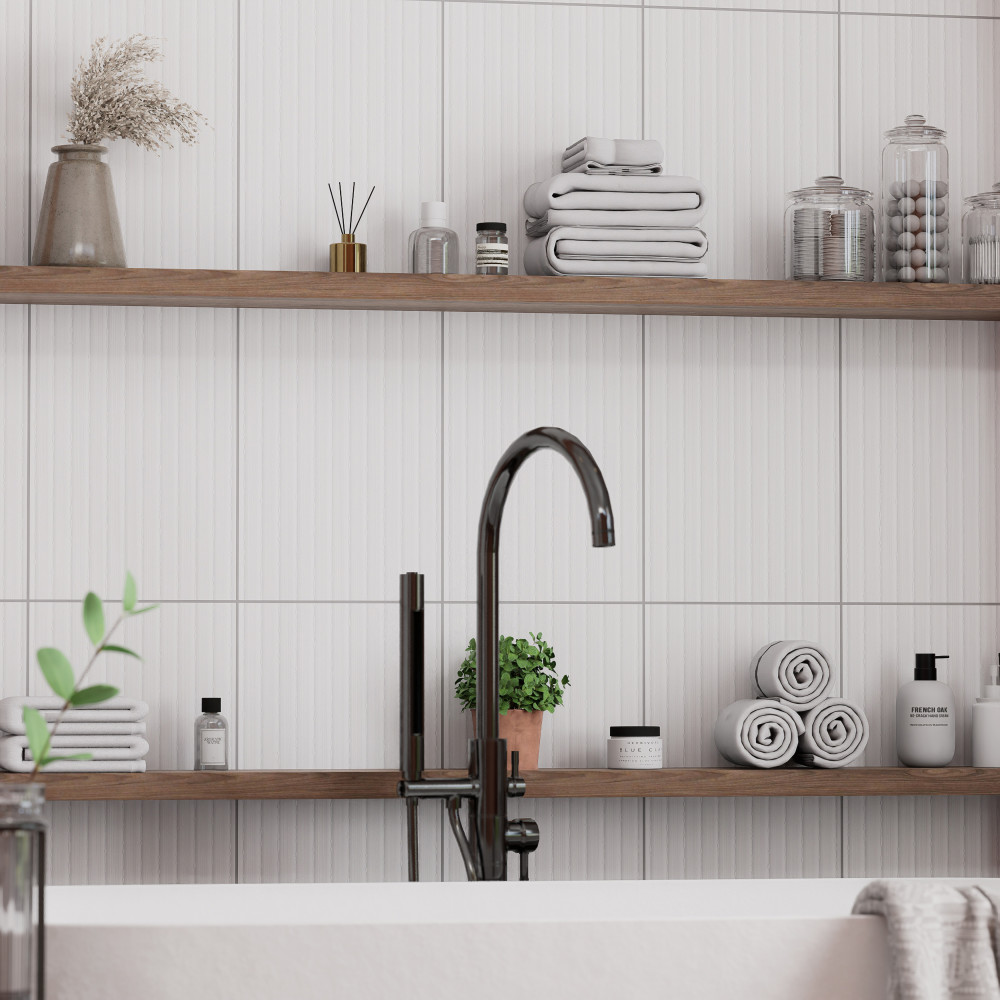 Sample – Lumiere Rythme Blanco Ceramic Wall Tile
