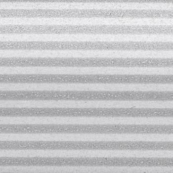 Horizontal pleated blinds, closed, showing alternating light and dark textured bands; filtering soft diffuse light; close-up view filling the frame, neutral grayscale tones suggesting indoor lighting.