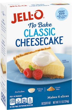Jell-O No Bake Classic Cheesecake Dessert Kit Filling Mix & Crust Mix, 11.1 oz Box