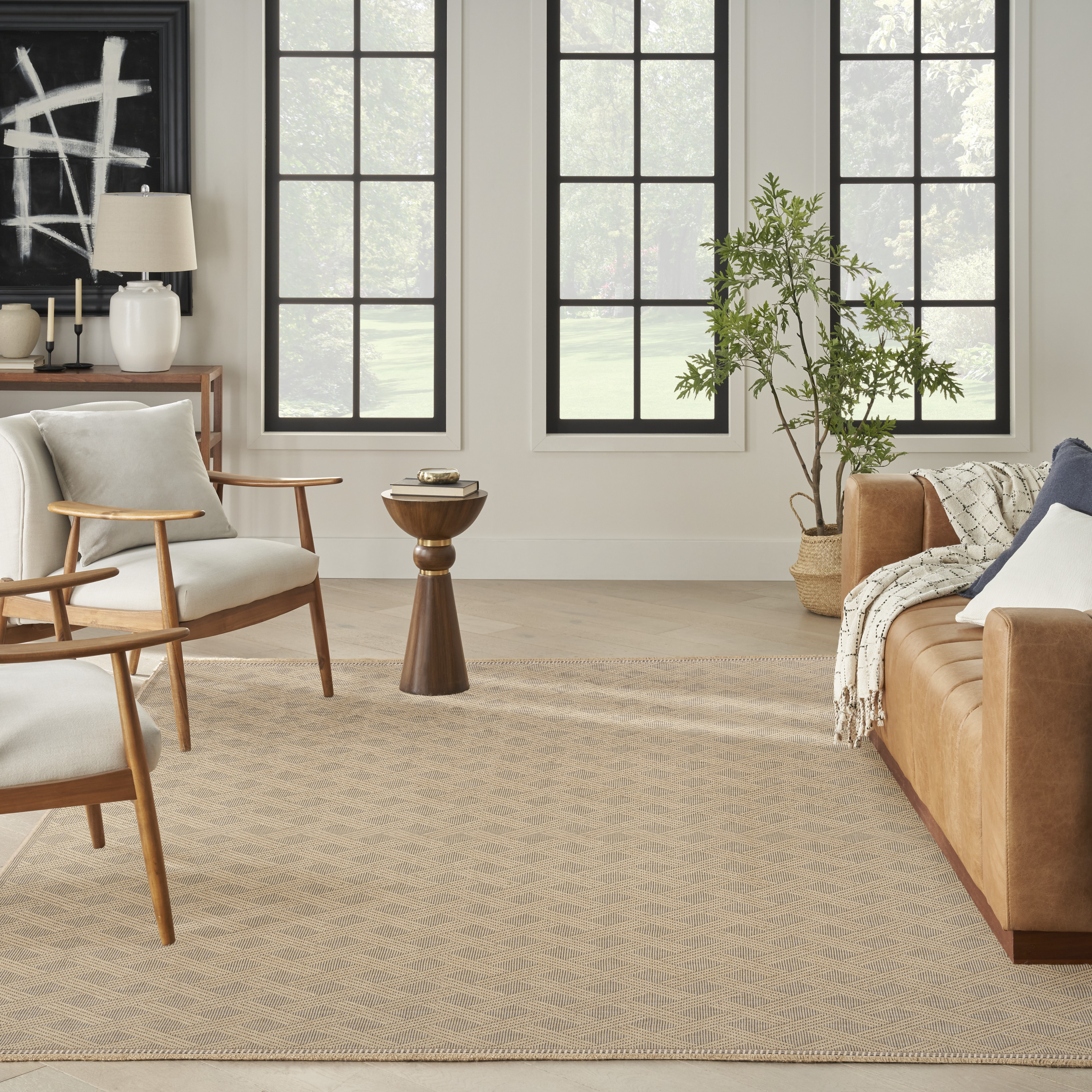 Nourison Washable Jute 7'10" x 9'10" Natural Modern Indoor Rug