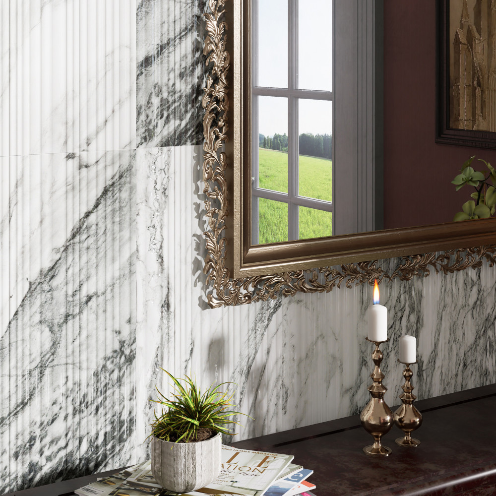 Touche Pleated Deco Zebre 11-3/4 in. x 23-1/2 in. Porcelain Floor and Wall Tile