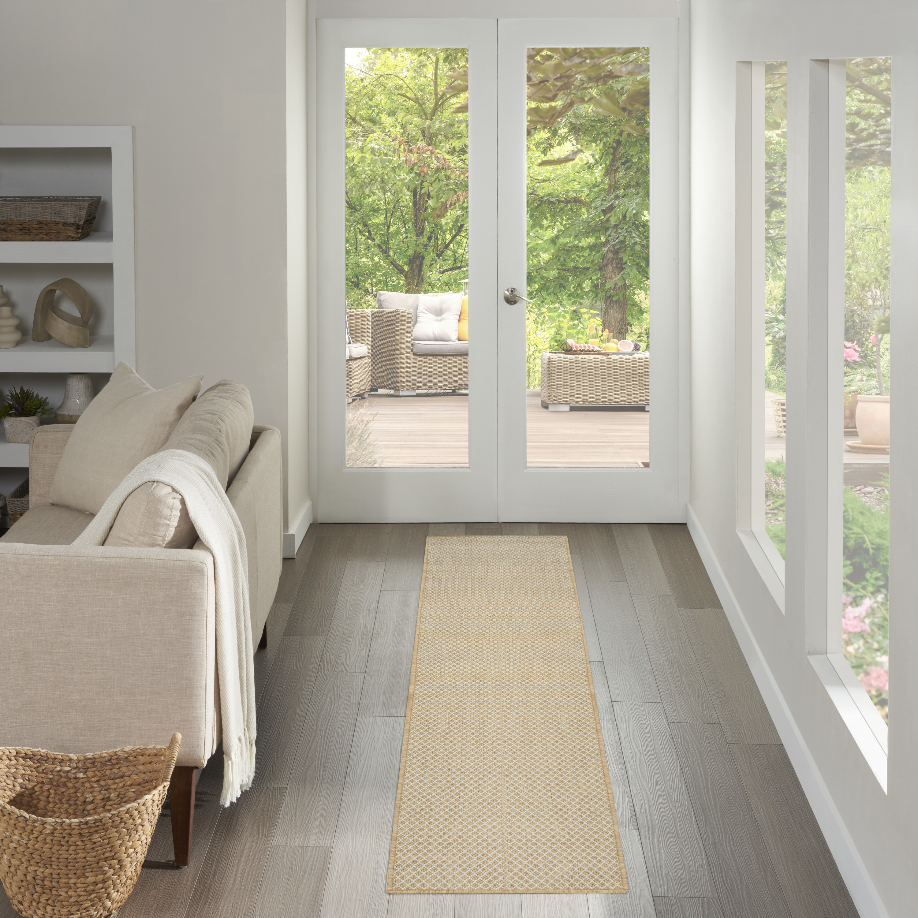 Nourison Courtyard 2' x 6' Natural Modern Rug