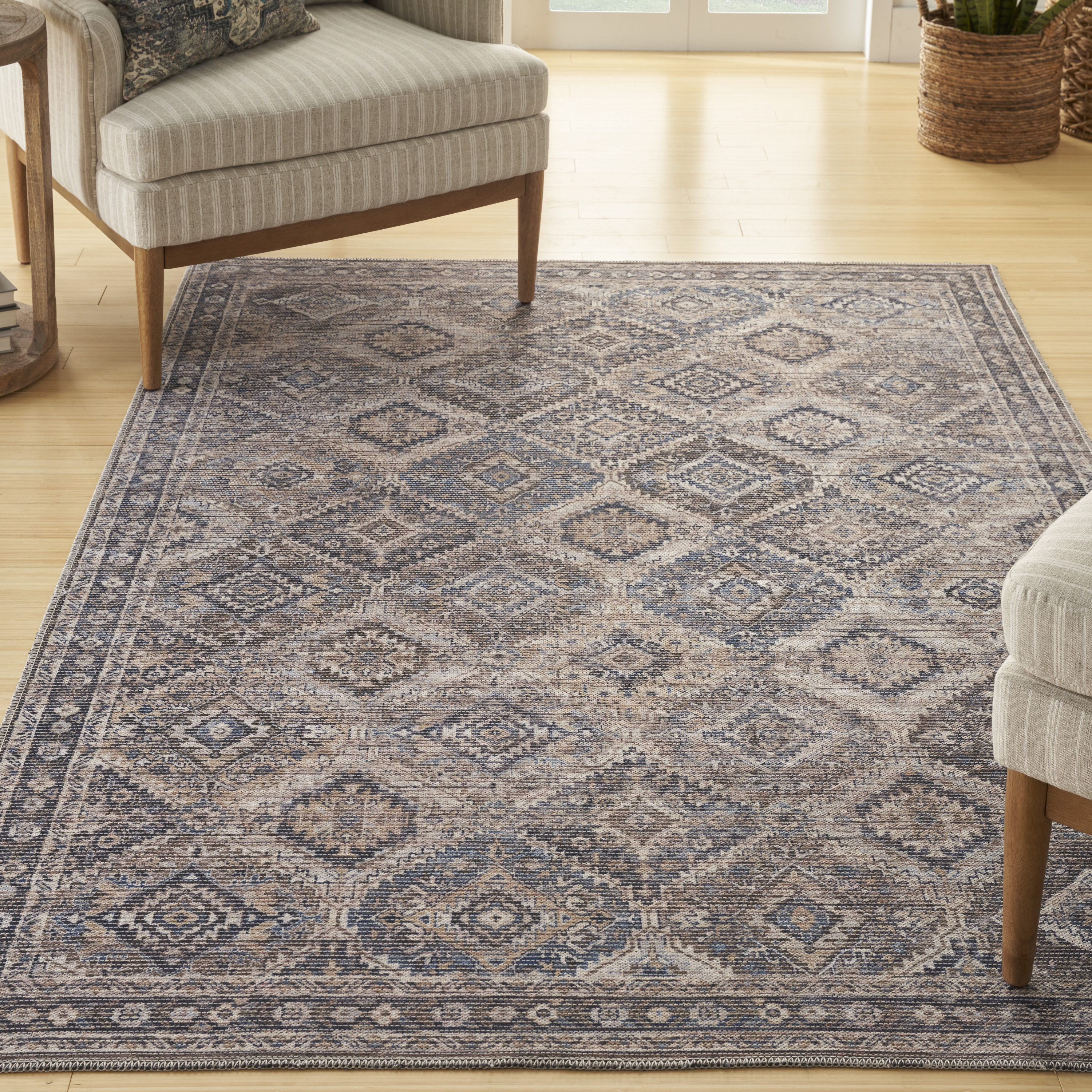 Nourison New Concept Washables 6' x 9' Ivory Latte Vintage Indoor Rug