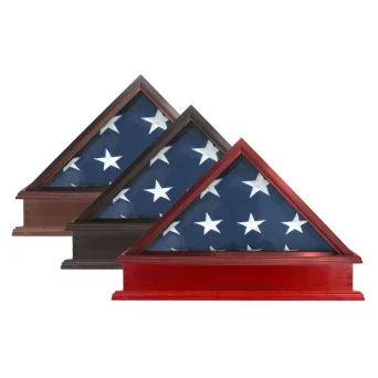 Roosevelt Burial Flag Hardwood Display Case & Pedestal for 5' x 9.5' Flag - Available in 3 Finishes - Made In USA